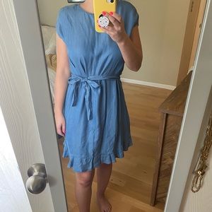 Chambray tie-waist dress